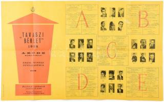 1968 Erkel Színház Zeneakadémia Tavaszi bérlet, A-B-C-D-E sorozat, képekkel illusztrálva, kihajtható, 69,5x42 cm
