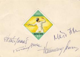 Sport aláírások 4 müncheni olimpiai kardvívó aláírása kartonlapon