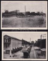 cca 1920 Óbudai gázgyár látképei, 6 db nyomat kartonra kasírozva, 13x21 cm és 17x14 cm közötti méretben