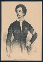 cca 1890-1900 Petőfi Sándor, mint nemzetőr, nyomat kartonra kasírozva, 20x14 cm közötti méretben
