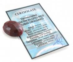 Nyers rubin, fazettált, , 50,51 ct, 23,1x18x11,2mm, galambvér vörös, opak