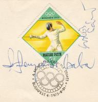 Sport aláírás 1972 Dr Fenyvesi Csaba és Erdős Sándor müncheni olimpiai bajnokok aláírása