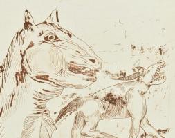 Zalakovács József ( 1954. - ): Apokaliptikus paci és picinye (próbanyomat) 1982. Jelzett. Rézkarc, p...