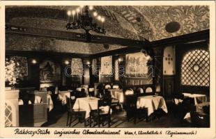 1940 Wien, Vienna, Bécs I. Rákóczy Stube ungarisches Abendrestaurant. Elisabethstr. 6. / Magyar étterem belső, Hungarika / Hungarian restaurant interior, Hungarica