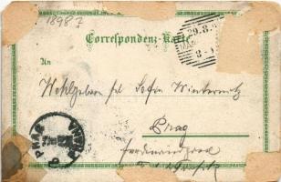 1898 (Vorläufer) Maria Taferl, Nordansicht mit Alpenkette, Veranda A. Klaus. Art Nouveau, floral, li...