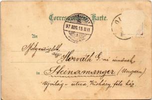 1897 (Vorläufer) Gruss aus Tirol / Tyrolean mountain climber. H. Metz Art Nouveau, floral, litho (Rb...