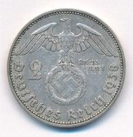 Német Harmadik Birodalom 1938J 2M Ag "Hindenburg" T:2 German Third Reich 1938J 2 Mark Ag &...