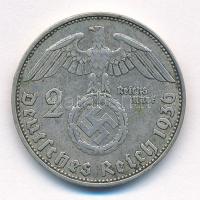 Német Harmadik Birodalom 1936D 2M Ag "Hindenburg" T:2 German Third Reich 1936D 2 Mark Ag &...