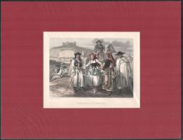 cca 1850 Adolphe Rouargue (1810-1884): Hongrois et Croates, Paris, F. Chardon, kézzel színezett acélmetszet, paszpartuban, 11,5x16 cm