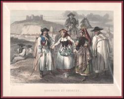 cca 1850 Adolphe Rouargue (1810-1884): Hongrois et Croates, Paris, F. Chardon, kézzel színezett acél...