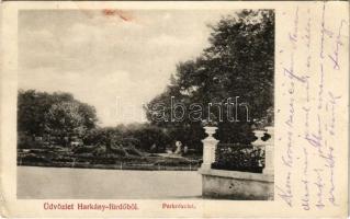 1916 Harkány-fürdő, park. Feiler Mariska kiadása (Rb)