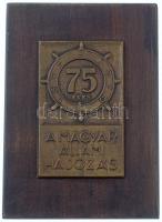 1970. 75 éves a Magyar Állami Hajózás 1895-1970 Br lemezplakett (80x49mm) fa talapzaton (125x89mm) T:2