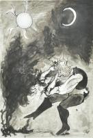 Glöckl János (?- ): Képgrafika II. Lavírozott tus, papír, jelzett hátoldalán feliratozott, 50×34,5 cm