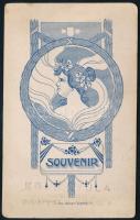 cca 1925 Vízparton, kartonra ragasztott portré Kolb Gyula budapesti műterméből, szecessziós hátlappa...