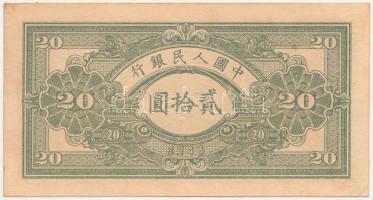 Kína 1949. 20Y T:II sarokhajlás, fo.
China 1949. 20 Yuan C:XF folded corners, spotted
Krause P#824