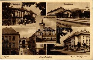 1938 Sátoraljaújhely, Wekerle tér, Állami borpince, Vasútállomás, Vigadó, Nemzeti Hitelintézet, M. kir. pénzügyi palota (EK)