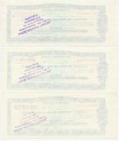 Jugoszlávia 1985. 200D utazási csekk "IBUSZ Utazási Iroda" felülbélyegzéssel (3x) sorszámk...