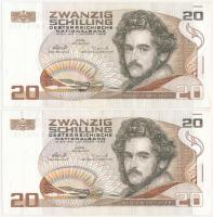 Ausztria 1986. 20Sch (2x, sorszámkövetők) T:III szép papír Austria 1986. 20 Schilling (2x, sequential serials) C:F fine paper