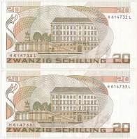 Ausztria 1986. 20Sch (2x, sorszámkövetők) T:III szép papír Austria 1986. 20 Schilling (2x, sequentia...