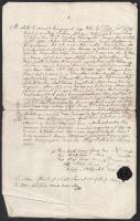 1813 Nagyszalánc bizonyságlevél pecséttel