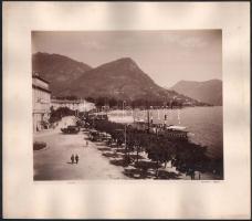 cca 1880 Lugano villamossal. nagy méretű fotó kartonon / Lugano with tram large photo 26x21 cm