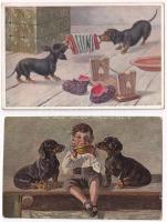 2 db RÉGI kutyás motívum képeslap / 2 pre-1945 motive postcards: dogs
