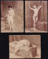cca 1885 Aktok, 5 db kasírozatlan erotikus fotó, szakadásokkal, 9,5×13,5 cm