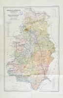 cca 1900 Krassó-Szörény vármegye térképe. Kis szakadással. Kogutowitz Manó. 34x42 cm