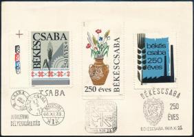 1968 Békéscsabai Jubileumi Bélyegkiállítás alkalmi bélyegzések és emlékbélyegek lapon