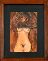 Balla Olga (1948-): Vetkőző. Akvarell, papír. jelzett, 26x18 cm, üvegezett fakeretben.