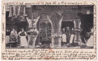 1910 Brassó, Kronstadt, Brasov; Heinrich Feminger Kürschner / Feminger Henrik szűcs üzlete kifeszített bundákkal / cojocar / furriers shop (EK)