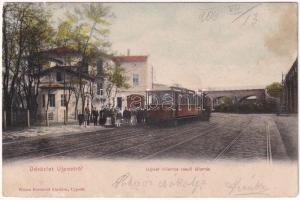 1906 Budapest IV. Újpest, Villamos vasútállomás a Vadászkastélynál. Weisz Berthold kiadása (fl)