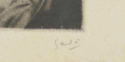 Gedő Lipót (1887-1952): Sába királynő. Rézkarc, papír. Jelzett. Üvegezett fa keretben. 11,5x15 cm