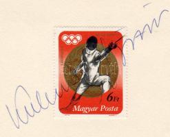 Sport aláírás 1972 Kulcsár Győző vívó olimpiai bajnok aláírása