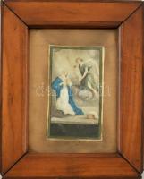 Jelzés nélkül: Ave Gratia Plena. Akvarell, papír. üvegezett sérült fakeretben. 12,5x7 cm