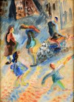 Hervé, Lucien (Elkán László) (1910-2007): Utcarészlet. Akvarell, papír. Jelezve jobbra lent (keret által takarva). Hátoldalán aukciós raglappal. Üvegezett fa keretben. 31,5x23 cm