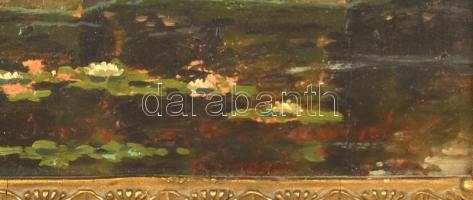 Kéméndy Jenő (1860 - 1925): Rokokó jelenet a kertben. Olaj, karton. Jelzett. 1890 körül. Hátoldalán ...