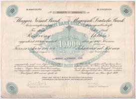 Budapest 1924. "Magyar-Német Bank Részvénytársaság" 10db részvénye egyben, összesen 10.000K-ról szelvényekkel, szárazpecséttel T:III