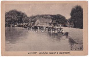 Budapest XXIII. Soroksár, Kisduna részlet a malommal, úszó hajómalom. Hátoldalon holland De Zon étterem reklám / floating ship mill (EK)