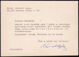 1967 Meghívó Dénes Zsófia (1885-1987) író részére, Csorba Géza, és mások aláírásával