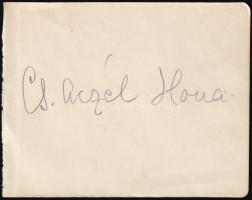 cca 1930 Cs. Aczél Ilona (1884-1940) színésznő aláírása papírlapon