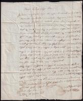 1836 Gróf Hunyady László saját kézzel írt levele