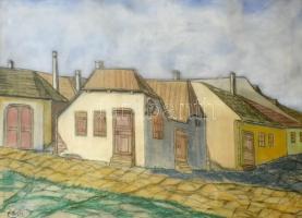 Zajti Ferenc (1886-1961): Utcarészlet. Pasztell, papír, jelzett. Üvegezett fa keretben, 46×63 cm