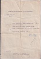 1921 Vass József (1877-1930) kalocsai nagyprépost,a Bethlen-kormány népjóléti és munkaügyi miniszterének aláírása kinevező okmányon