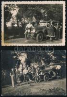 1936 Hajdúnánás 2 db családi fotó autóval 6x9 cm