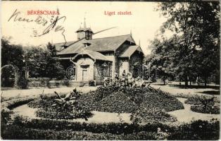 1913 Békéscsaba, Liget részlet, kioszk pavilon