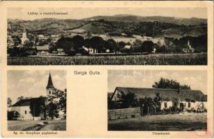 1930 Galgaguta, Galga Guta; vasútállomás, Ágostai evangélikus templom paplakkal, utca (EK)