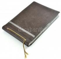 cca 1930-1973 A bonyhádi Perczel család fényképalbuma, benne 97 db fotóval, feliratozva, zsinórfűzöt...