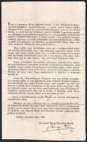 1852 Zombor, Rendelet Rónay János (1837-1905) szolgabíró, képviselő aláírásával, magyar és német nyelven