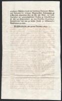 1852 Zombor, Rendelet Rónay János (1837-1905) szolgabíró, képviselő aláírásával, magyar és német nye...